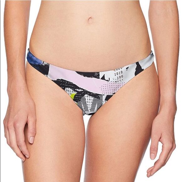 The Bikini Lab News Flash Art Black/White Cheeky Bikini Swim Bottom Size Medium - Picture 1 of 13